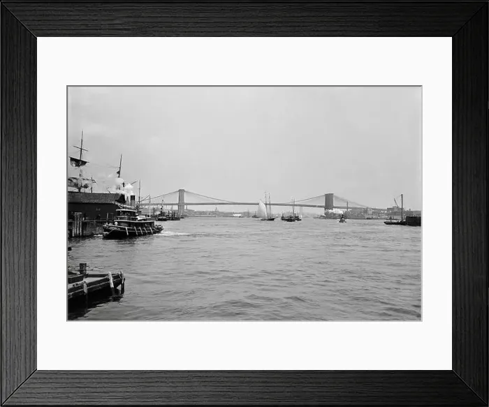 Framed Print : Brooklyn Bridge, New York City 1900 Framed Print : Brooklyn Bridge, New York City 1900