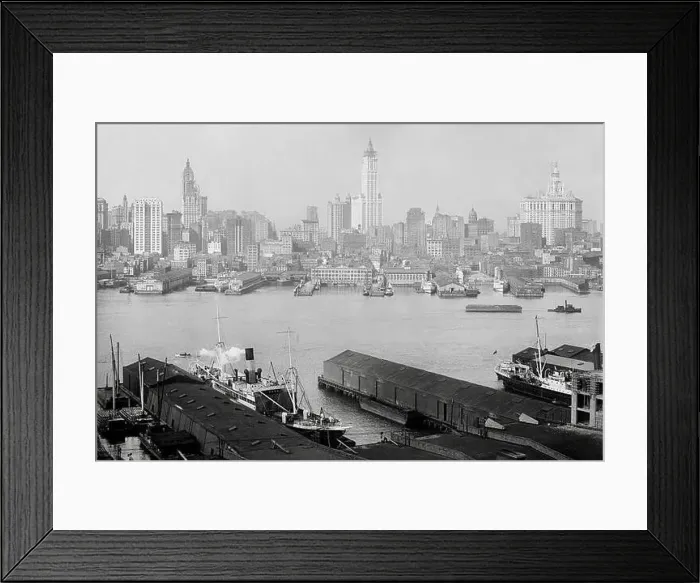 Framed Print : New York City skyline from Brooklyn, New York 1900 Framed Print : New York City skyline from Brooklyn, New York 1900