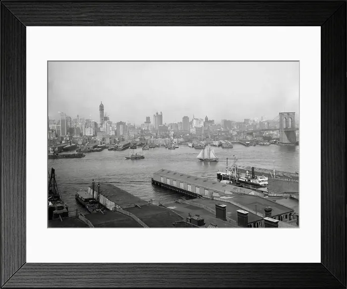 Framed Print : View of New York City from Brooklyn, New York 1905 Framed Print : View of New York City from Brooklyn, New York 1905