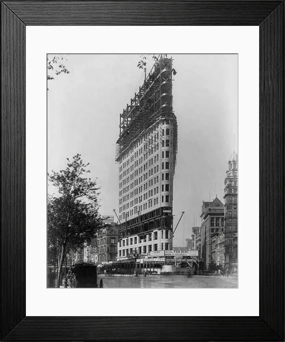 Framed Print : Flatiron Building, originally the Fuller Building, under construction, New York City 1902 Framed Print : Flatiron Building, originally the Fuller Building, under construction, New York City 1902