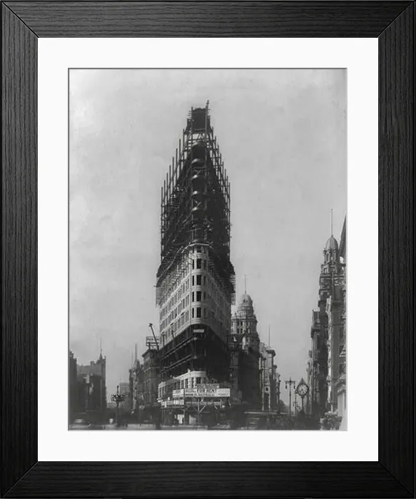 Framed Print : Flatiron Building, originally the Fuller Building, under construction, New York City 1902 Framed Print : Flatiron Building, originally the Fuller Building, under construction, New York City 1902