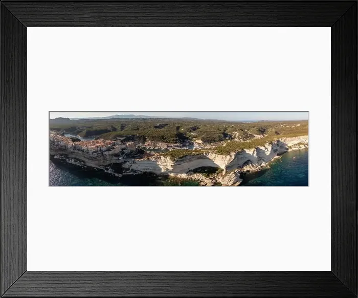 Framed Print : Aerial drone Bonifacio Corsica France cliff side historic town Framed Print : Aerial drone Bonifacio Corsica France cliff side historic town