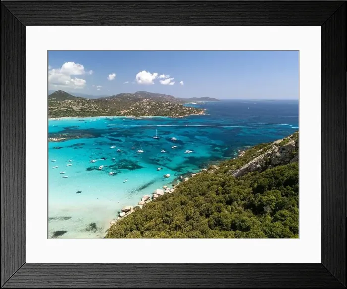 Framed Print : Plage de Santa Giulia beach and coastline Corsica France aerial perspective Framed Print : Plage de Santa Giulia beach and coastline Corsica France aerial perspective