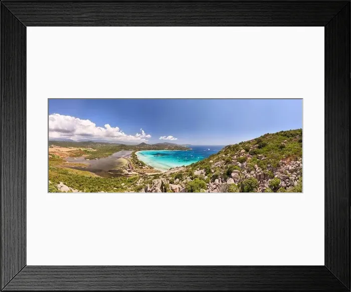 Framed Print : Plage de Santa Giulia beach and coastline Corsica France aerial perspective Framed Print : Plage de Santa Giulia beach and coastline Corsica France aerial perspective