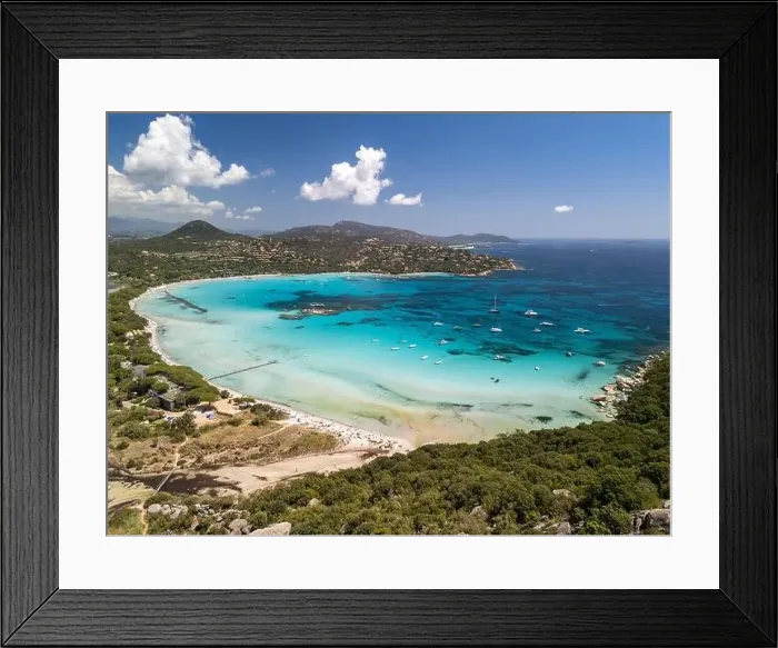 Framed Print : Plage de Santa Giulia beach and coastline Corsica France aerial perspective Framed Print : Plage de Santa Giulia beach and coastline Corsica France aerial perspective