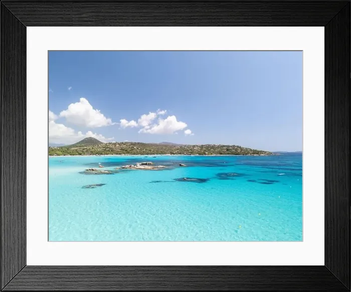 Framed Print : Plage de Santa Giulia beach and coastline Corsica France aerial perspective Framed Print : Plage de Santa Giulia beach and coastline Corsica France aerial perspective