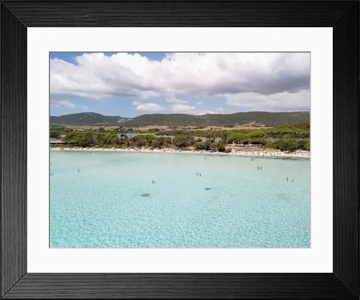 Framed Print : Plage de Santa Giulia beach and coastline Corsica France aerial perspective Framed Print : Plage de Santa Giulia beach and coastline Corsica France aerial perspective