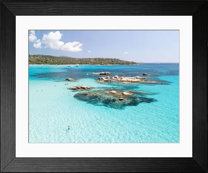 Framed Print : Plage de Santa Giulia beach and coastline Corsica France aerial perspective Framed Print : Plage de Santa Giulia beach and coastline Corsica France aerial perspective