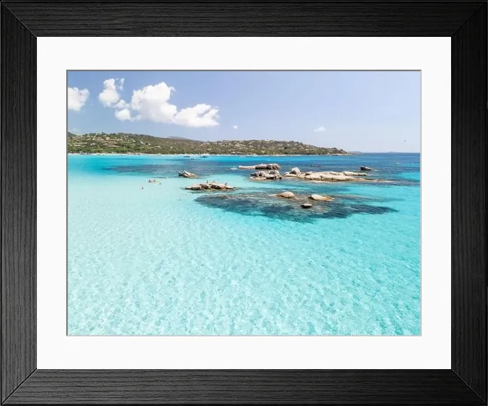 Framed Print : Plage de Santa Giulia beach and coastline Corsica France aerial perspective Framed Print : Plage de Santa Giulia beach and coastline Corsica France aerial perspective