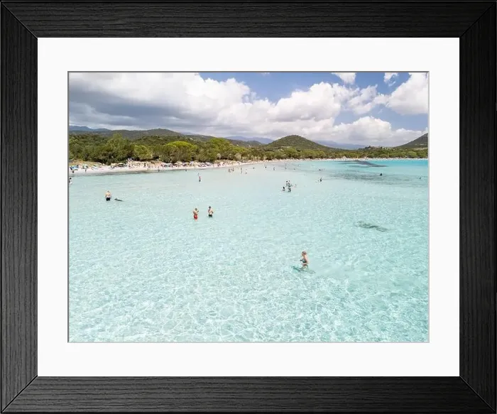 Framed Print : Plage de Santa Giulia beach and coastline Corsica France aerial perspective Framed Print : Plage de Santa Giulia beach and coastline Corsica France aerial perspective