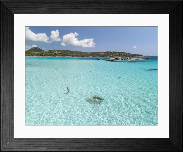 Framed Print : Plage de Santa Giulia beach and coastline Corsica France aerial perspective Framed Print : Plage de Santa Giulia beach and coastline Corsica France aerial perspective