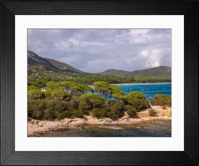 Framed Print : Da Mare By Sea Lounge in Porto-Vecchio and surrounding beach aerial view, Corsica France Framed Print : Da Mare By Sea Lounge in Porto-Vecchio and surrounding beach aerial view, Corsica France