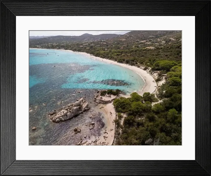 Framed Print : Da Mare By Sea Lounge in Porto-Vecchio and surrounding beach aerial view, Corsica France Framed Print : Da Mare By Sea Lounge in Porto-Vecchio and surrounding beach aerial view, Corsica France