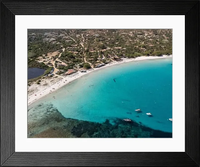 Framed Print : Da Mare By Sea Lounge in Porto-Vecchio and surrounding beach aerial view, Corsica France Framed Print : Da Mare By Sea Lounge in Porto-Vecchio and surrounding beach aerial view, Corsica France