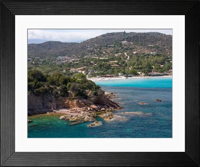 Framed Print : Da Mare By Sea Lounge in Porto-Vecchio and surrounding beach aerial view, Corsica France Framed Print : Da Mare By Sea Lounge in Porto-Vecchio and surrounding beach aerial view, Corsica France