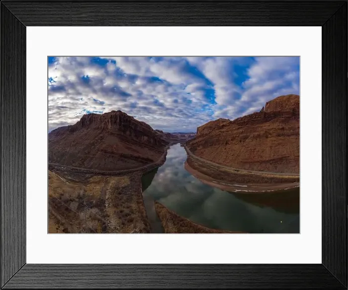 Framed Print : Colorado River and Red Sandstone Mountains on Cloudy Morning Framed Print : Colorado River and Red Sandstone Mountains on Cloudy Morning