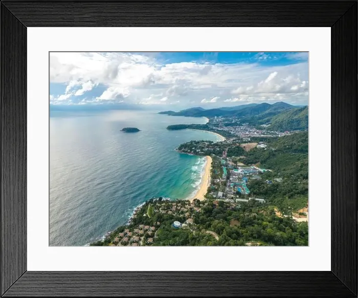Framed Print : aerial view of the beautiful 3 beaches of Kata, Kata Noi, and Karon Beach viewpoint at Phuket, Thailand Framed Print : aerial view of the beautiful 3 beaches of Kata, Kata Noi, and Karon Beach viewpoint at Phuket, Thailand