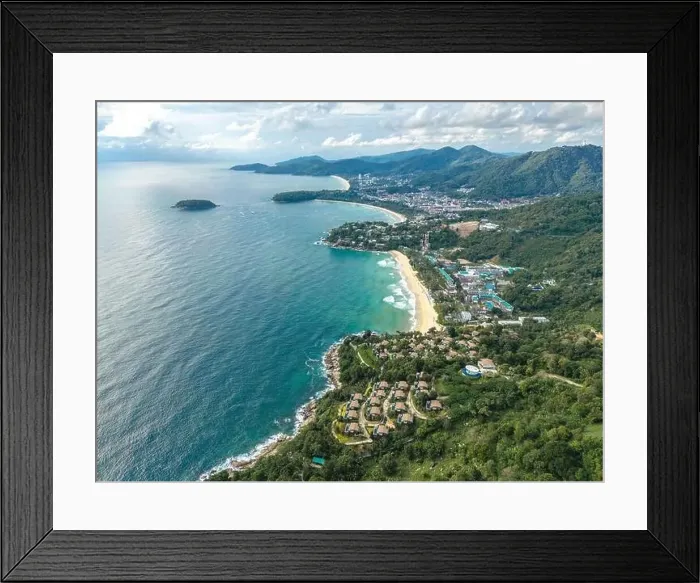 Framed Print : aerial view of the beautiful 3 beaches of Kata, Kata Noi, and Karon Beach viewpoint at Phuket, Thailand Framed Print : aerial view of the beautiful 3 beaches of Kata, Kata Noi, and Karon Beach viewpoint at Phuket, Thailand