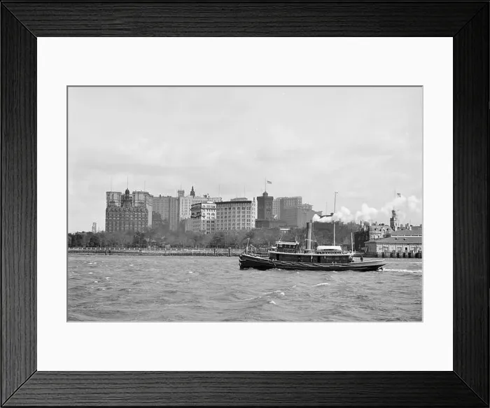 Framed Print : Waterfront and New York City skyline at the Battery 1900 Framed Print : Waterfront and New York City skyline at the Battery 1900