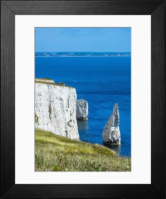 Framed Print : White Cliffs of Old Harry Rocks Jurassic Coast from a drone, Dorset Coast, Poole, England Framed Print : White Cliffs of Old Harry Rocks Jurassic Coast from a drone, Dorset Coast, Poole, England