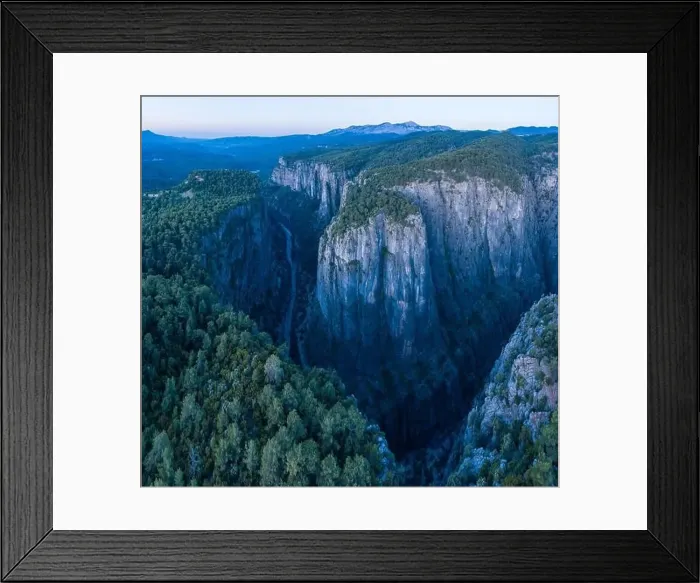 Framed Print : Tazi Canyon in Turkey in Morning Twilight. Blue Hour. Aerial View Framed Print : Tazi Canyon in Turkey in Morning Twilight. Blue Hour. Aerial View