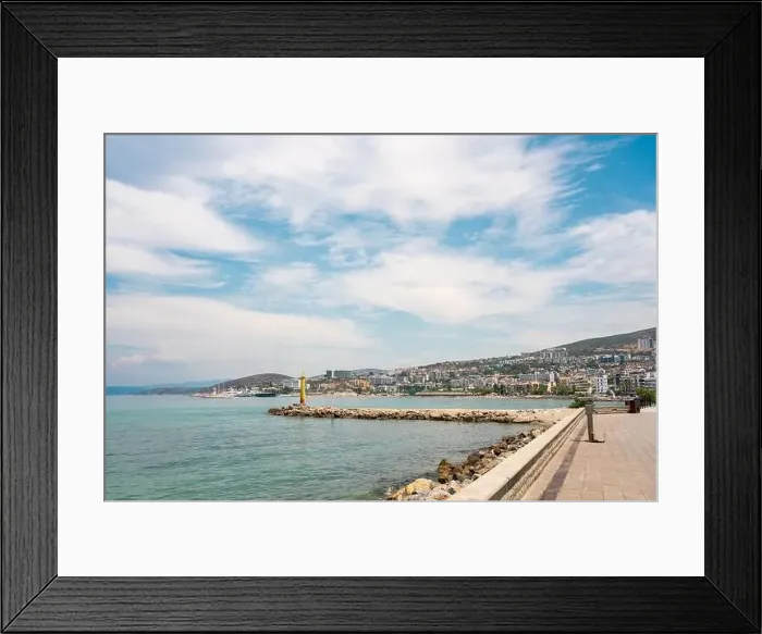 Framed Print : The cruise ship is located on Kusadasi Island in the port of Kusadasi, Turkey