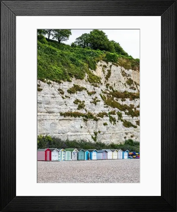 Framed Print : White Cliffs and Beer Beach, Jurassic Coast, Beer Village, Seaton, Devon, England