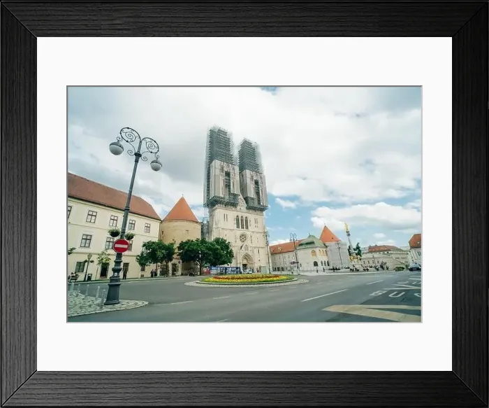 Framed Print : Kaptol and catholic cathedral in the center of Zagreb, Croatia - may 2 2024. High quality photo Framed Print : Kaptol and catholic cathedral in the center of Zagreb, Croatia - may 2 2024. High quality photo