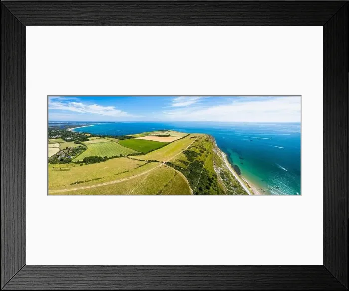 Framed Print : Panorama of Ballard Cliff over Studland from a drone, Jurassic Coast, Dorset Coast, Poole, England Framed Print : Panorama of Ballard Cliff over Studland from a drone, Jurassic Coast, Dorset Coast, Poole, England