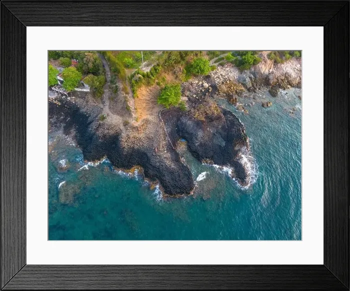 Framed Print : View of Ganh Da Dia or Da Dia Reef is a seashore area of uniformly interlocking basalt rock columns located along