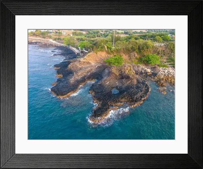 Framed Print : View of Ganh Da Dia or Da Dia Reef is a seashore area of uniformly interlocking basalt rock columns located along
