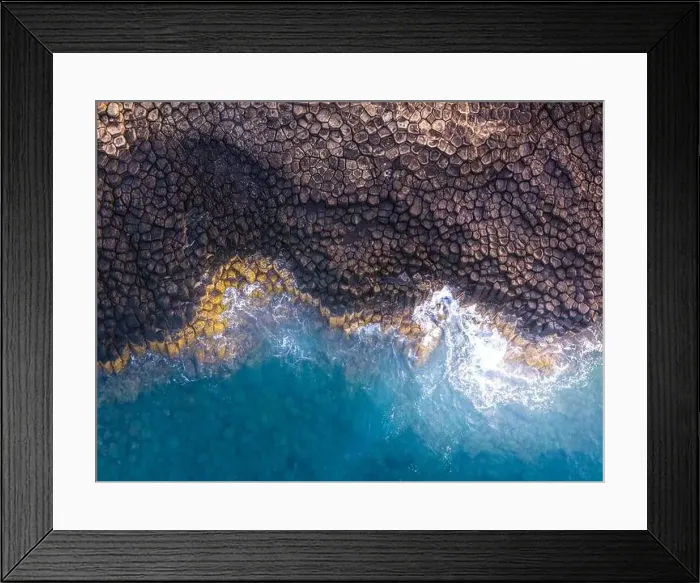 Framed Print : View of Ganh Da Dia or Da Dia Reef is a seashore area of uniformly interlocking basalt rock columns located along