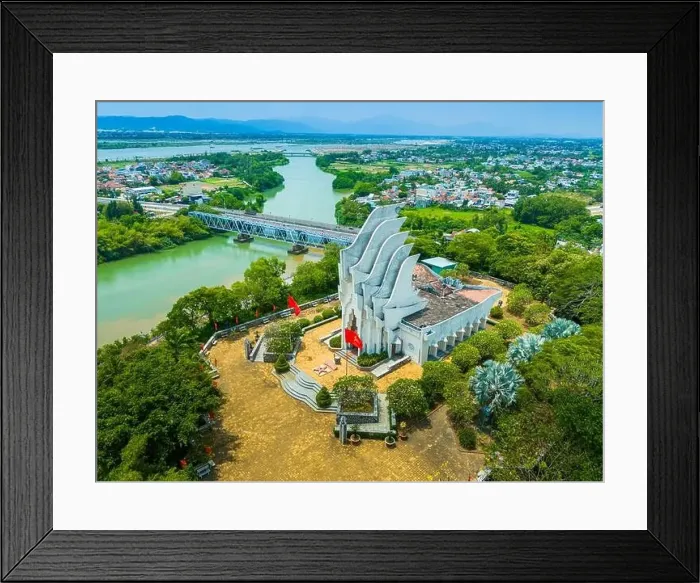 Framed Print : Aerial view of Nhan mountain, and Song Chua bridge in Tuy Hoa city Framed Print : Aerial view of Nhan mountain, and Song Chua bridge in Tuy Hoa city