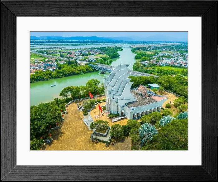 Framed Print : Aerial view of Nhan mountain, and Song Chua bridge in Tuy Hoa city Framed Print : Aerial view of Nhan mountain, and Song Chua bridge in Tuy Hoa city