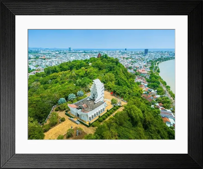 Framed Print : Aerial view of Nhan mountain, and Song Chua bridge in Tuy Hoa city Framed Print : Aerial view of Nhan mountain, and Song Chua bridge in Tuy Hoa city