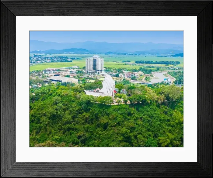 Framed Print : Aerial view of Nhan mountain, and Song Chua bridge in Tuy Hoa city Framed Print : Aerial view of Nhan mountain, and Song Chua bridge in Tuy Hoa city
