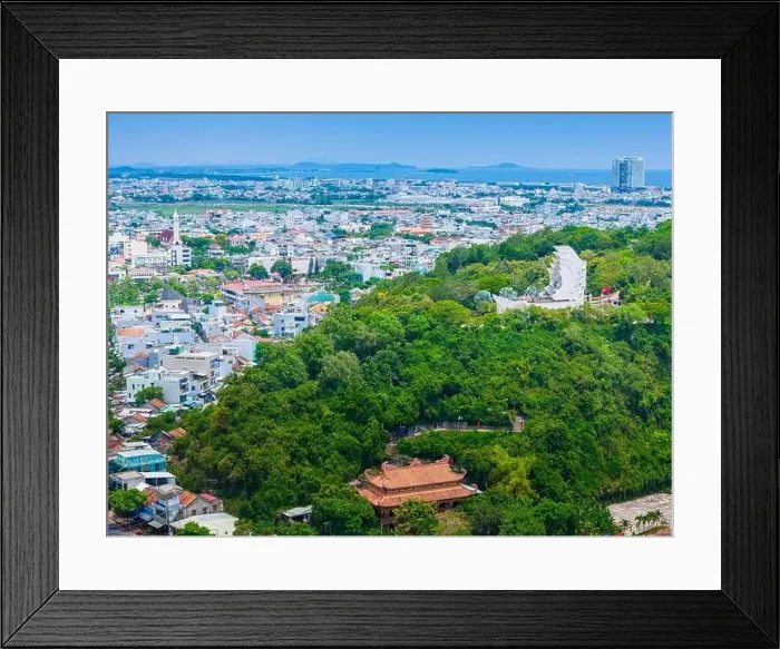Framed Print : Aerial view of Nhan mountain, and Song Chua bridge in Tuy Hoa city Framed Print : Aerial view of Nhan mountain, and Song Chua bridge in Tuy Hoa city