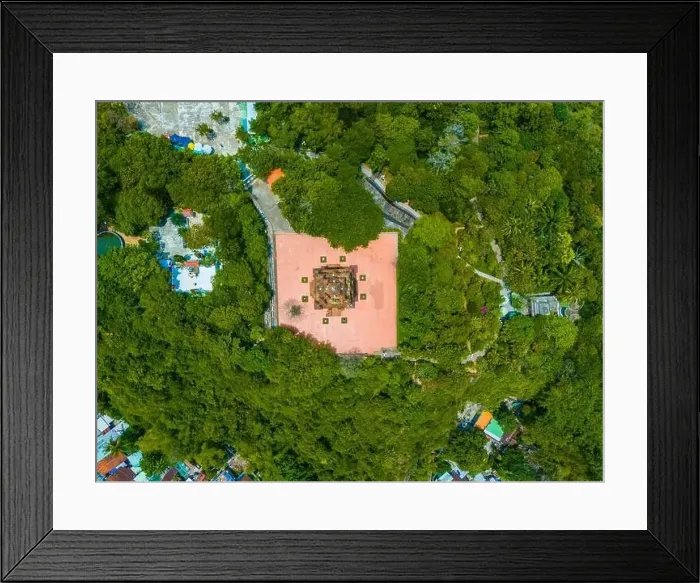 Framed Print : Aerial view of Nhan temple, tower is an artistic architectural work of Champa people in Tuy Hoa city