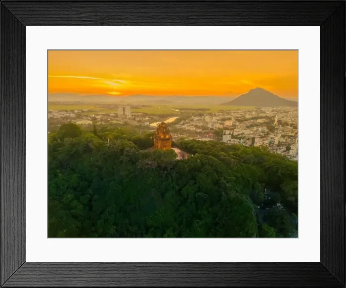 Framed Print : Aerial view of Nhan temple, tower is an artistic architectural work of Champa people in Tuy Hoa city