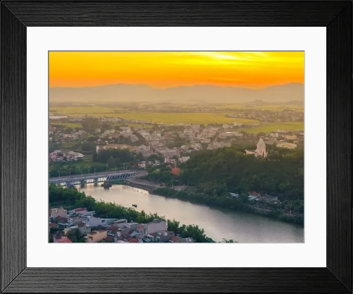 Framed Print : Aerial view of Nhan temple, tower is an artistic architectural work of Champa people in Tuy Hoa city Framed Print : Aerial view of Nhan temple, tower is an artistic architectural work of Champa people in Tuy Hoa city