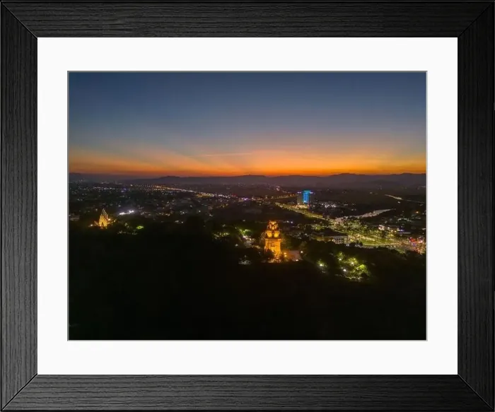 Framed Print : Aerial view of Nhan temple, tower is an artistic architectural work of Champa people in Tuy Hoa city Framed Print : Aerial view of Nhan temple, tower is an artistic architectural work of Champa people in Tuy Hoa city