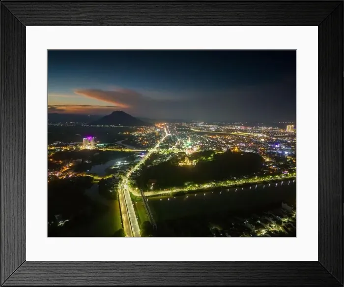 Framed Print : Aerial view of Nhan temple, tower is an artistic architectural work of Champa people in Tuy Hoa city