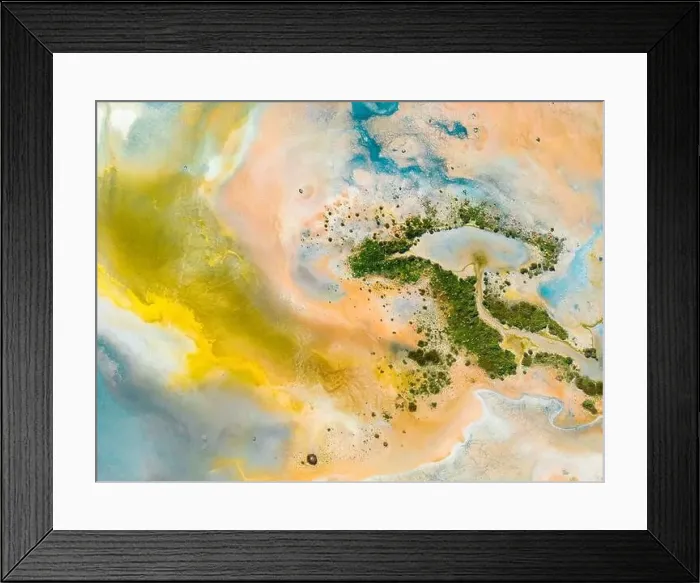 Framed Print : Aerial view of the multicolored texture and patterns of Yarisli Lake in Burdur, Turkey Framed Print : Aerial view of the multicolored texture and patterns of Yarisli Lake in Burdur, Turkey