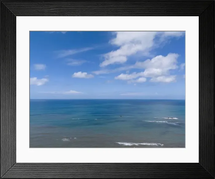 Framed Print : Blue ocean surface under sky with white clouds aerial drone view Framed Print : Blue ocean surface under sky with white clouds aerial drone view