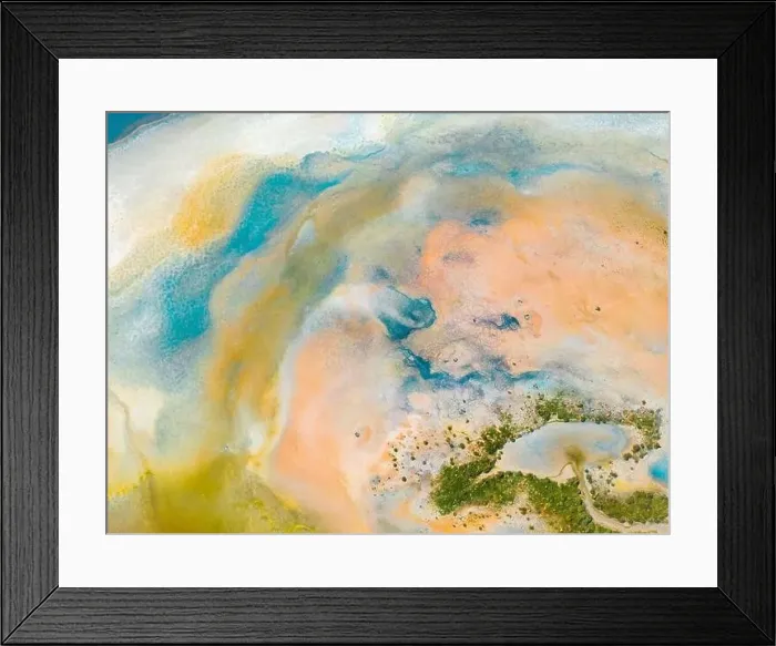 Framed Print : Aerial view of the multicolored texture and patterns of Yarisli Lake in Burdur, Turkey Framed Print : Aerial view of the multicolored texture and patterns of Yarisli Lake in Burdur, Turkey