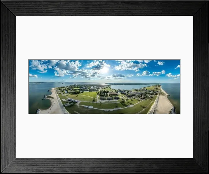Framed Print : Aerial view of Fort Monroe former military installation in Hampton