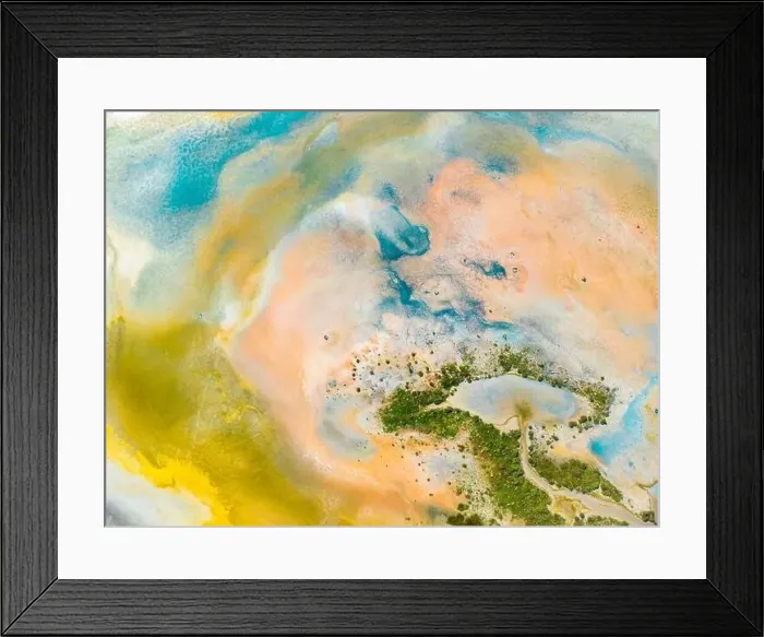 Framed Print : Aerial view of the multicolored texture and patterns of Yarisli Lake in Burdur, Turkey Framed Print : Aerial view of the multicolored texture and patterns of Yarisli Lake in Burdur, Turkey