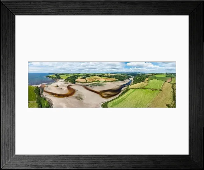 Framed Print : Panorama of River Emme and Red Cove from a drone, Mothecombe, Plymouth, South Devon, England, Europe Framed Print : Panorama of River Emme and Red Cove from a drone, Mothecombe, Plymouth, South Devon, England, Europe