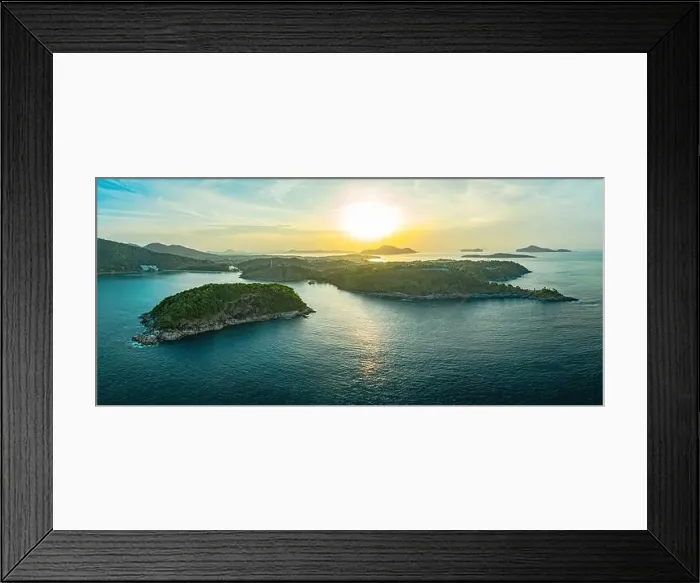 Framed Print : aerial view scenery sunrise at Laem Promthep Cape viewpoint Framed Print : aerial view scenery sunrise at Laem Promthep Cape viewpoint