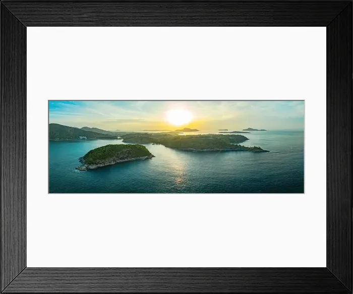 Framed Print : aerial view scenery sunrise at Laem Promthep Cape viewpoint Framed Print : aerial view scenery sunrise at Laem Promthep Cape viewpoint